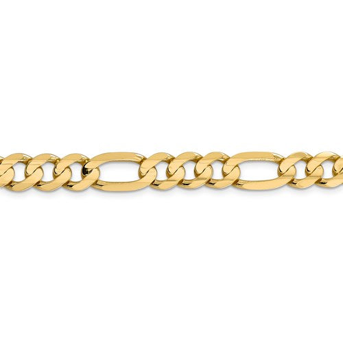 14k yellow gold 8.75mm concave open figaro bracelet anklet choker necklace chain