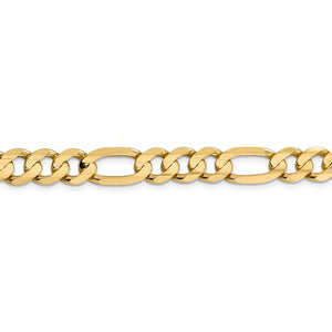 14K Yellow Gold 8.75mm Concave Open Figaro Bracelet Anklet Choker Necklace Chain