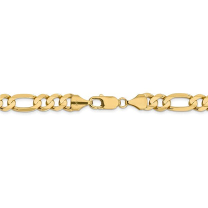 14k yellow gold 8.75mm concave open figaro bracelet anklet choker necklace chain