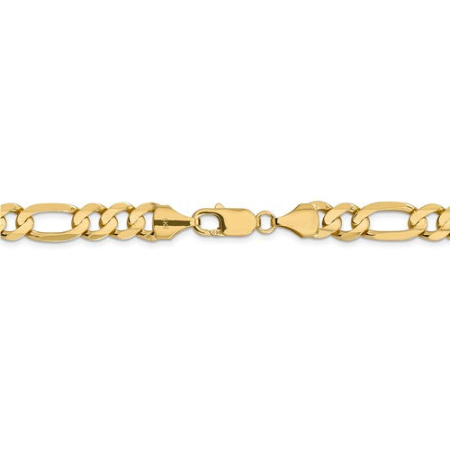 14k yellow gold 8.75mm concave open figaro bracelet anklet choker necklace chain
