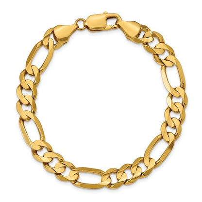 14k yellow gold 8.75mm concave open figaro bracelet anklet choker necklace chain