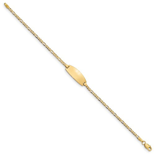 14k yellow gold figaro oval id bracelet engraved personalized monogram