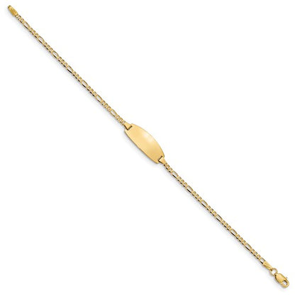 14k yellow gold figaro oval id bracelet engraved personalized monogram