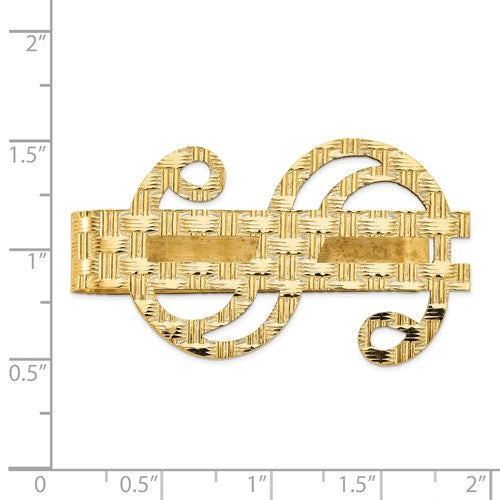 14k solid yellow gold money clip dollar sign symbol