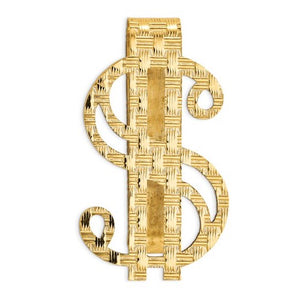 14k Solid Yellow Gold Money Clip Dollar Sign Symbol