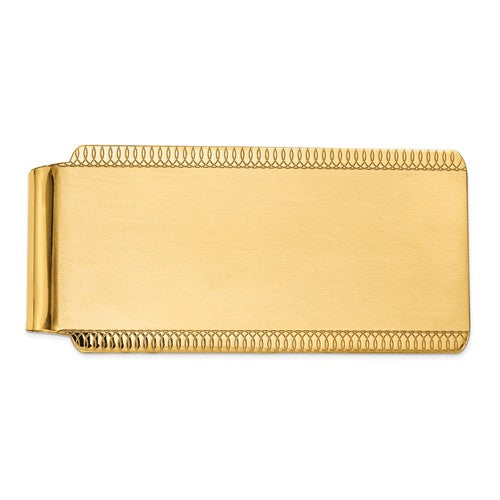 14k Solid Yellow Gold Satin Finish Money Clip Personalized Engraved Monogram