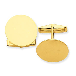 14k Yellow Gold Round Cufflinks Cuff Links Engraved Personalized Monogram - BringJoyCollection