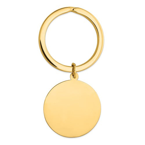 14k yellow gold round key holder ring keychain personalized engraved monogram