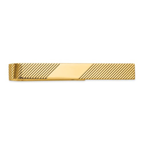 14k yellow gold engravable tie bar clip personalized engraved monogram
