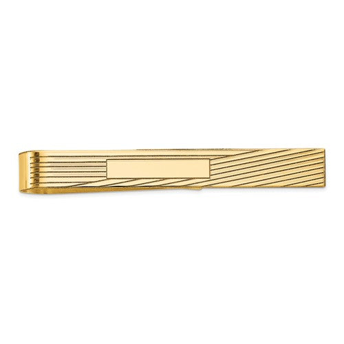 14k yellow gold engravable tie bar clip personalized engraved monogram