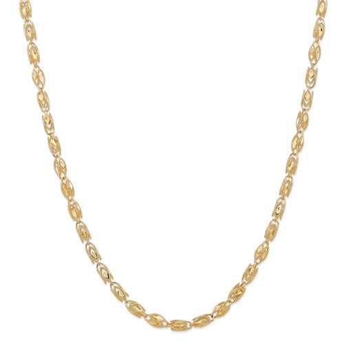 14k yellow gold 4mm diamond cut hollow marquise rope bracelet anklet necklace chain