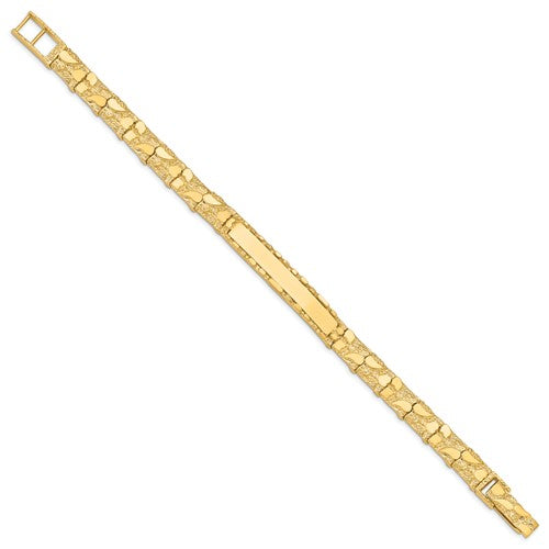 14K Yellow Gold Nugget ID Name Bracelet Engraved Personalized Monogram