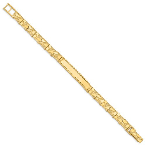 14k yellow gold nugget id name bracelet engraved personalized monogram