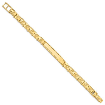 14k yellow gold nugget id name bracelet engraved personalized monogram