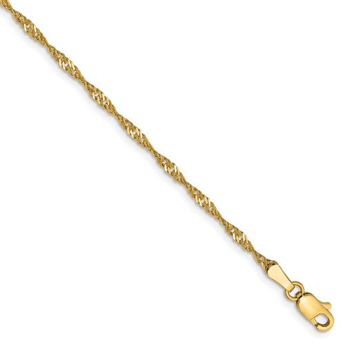 14k yellow gold 1.70mm singapore twisted bracelet anklet necklace choker pendant chain
