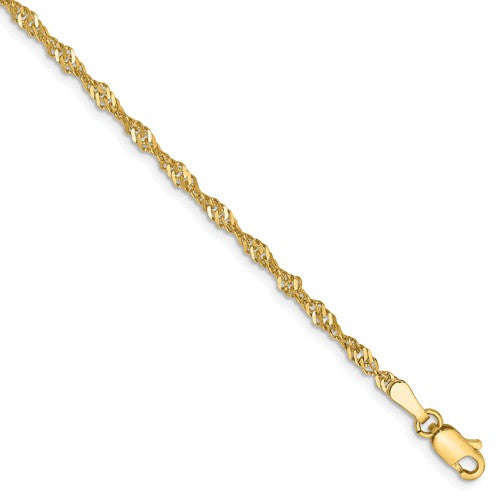 14k Yellow Gold 2mm Singapore Twisted Bracelet Anklet Necklace Choker Pendant Chain