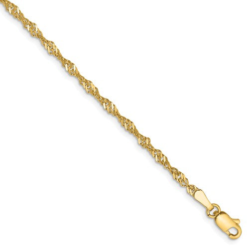 14k yellow gold 2mm singapore twisted bracelet anklet necklace choker pendant chain