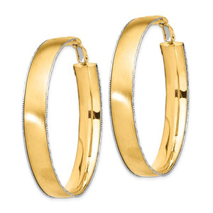 14k Yellow Gold White Gold Two Tone Omega Back Hoop Earrings 47mm x 7.5mm