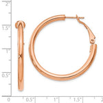 Load image into Gallery viewer, 14k Rose Gold Round Omega Back Hoop Earrings 38mm x 3mm
