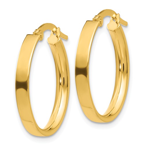 14k yellow gold square tube oval hoop earrings 22mm x 17mm x 3mm