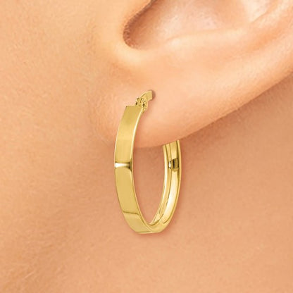 14k yellow gold square tube oval hoop earrings 22mm x 17mm x 3mm