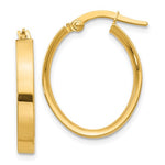 이미지를 갤러리 뷰어에 로드 , 14k Yellow Gold Square Tube Oval Hoop Earrings 22mm x 17mm x 3mm
