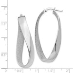 Load image into Gallery viewer, 14k White Gold Polished and Satin Twisted Oval Hoop Earrings 45mm x 5mm
