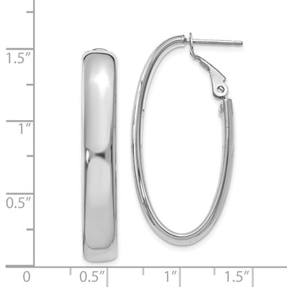 14k white gold oval omega back hoop earrings 35mm x 17mm x 6mm