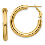Load image into Gallery viewer, 14k Yellow Gold Round Omega Back Hoop Earrings 28mm x 4mm
