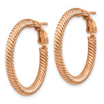 Load image into Gallery viewer, 14k Rose Gold Twisted Round Omega Back Hoop Earrings 25mm x 3mm
