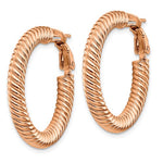 Lataa kuva Galleria-katseluun, 14k Rose Gold Twisted Round Omega Back Hoop Earrings 37mm x 4mm

