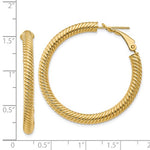 Загрузить изображение в средство просмотра галереи, 14k Yellow Gold Twisted Round Omega Back Hoop Earrings 37mm x 4mm

