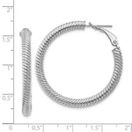 Load image into Gallery viewer, 14k White Gold Twisted Round Omega Back Hoop Earrings 37mm x 4mm

