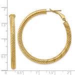 Carregar imagem no visualizador da galeria, 14k Yellow Gold Twisted Round Omega Back Hoop Earrings 42mm x 4mm
