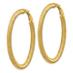 Загрузить изображение в средство просмотра галереи, 14k Yellow Gold Twisted Round Omega Back Hoop Earrings 46mm x 4mm

