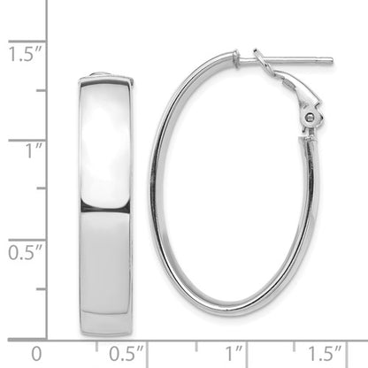 14k white gold classic oval omega back hoop earrings 33mm x 20mm x 7mm