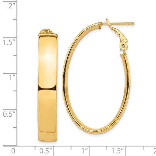 14k yellow gold classic oval omega back hoop earrings 39mm x 22mm x 7mm