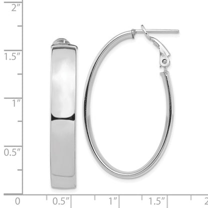 14k white gold classic oval omega back hoop earrings 39mm x 22mm x 7mm
