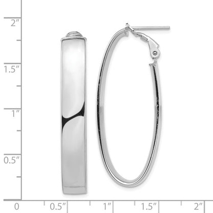 14k white gold classic oval omega back hoop earrings 44mm x 16mm x 7mm