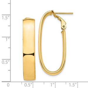 14k Yellow Gold Classic Oval Omega Back Hoop Earrings 35mm x 15mm x 7mm