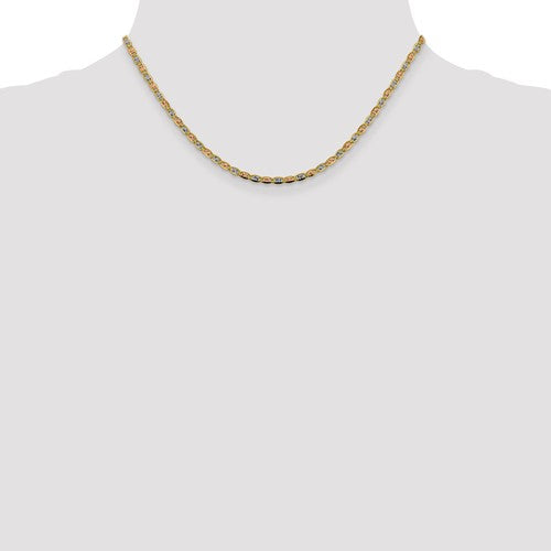 14k yellow white rose gold tri color 2.75mm pav√© valentino bracelet anklet choker necklace chain