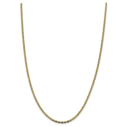 14k yellow white rose gold tri color 2.75mm pav√© valentino bracelet anklet choker necklace chain
