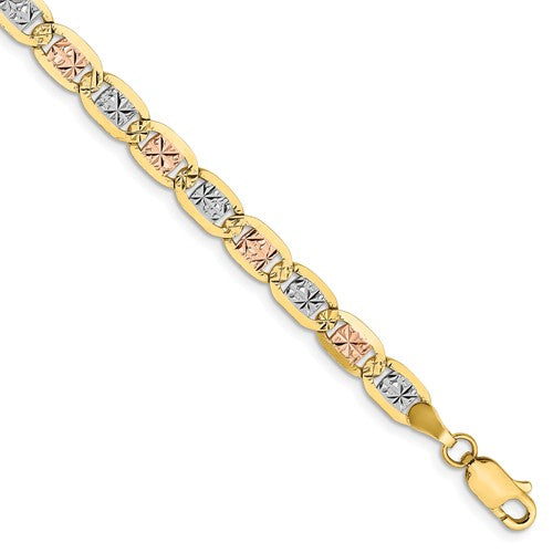 14k yellow white rose gold tri color 4.65mm pav√© valentino bracelet anklet choker necklace chain