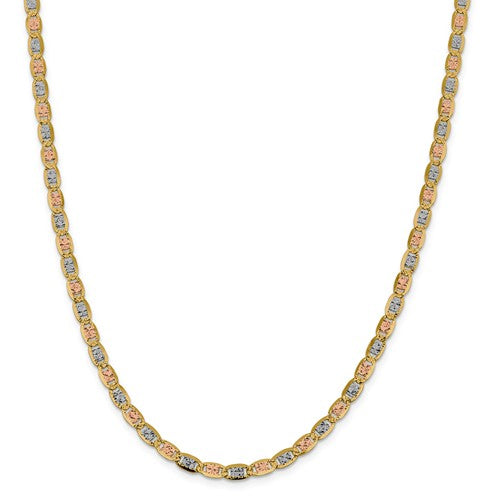 14K Yellow White Rose Gold Tri Color 4.65mm Pav√© Valentino Bracelet Anklet Choker Necklace Chain