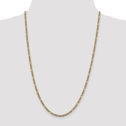 14k yellow gold 3.2mm pav√© figaro diamond cut bracelet anklet choker necklace chain