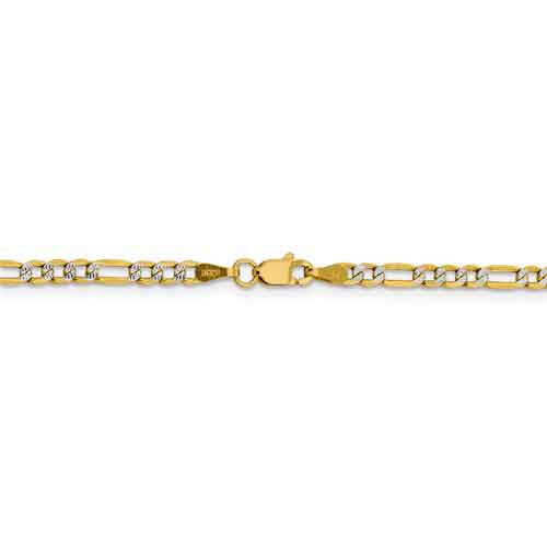 14k yellow gold 3.2mm pav√© figaro diamond cut bracelet anklet choker necklace chain