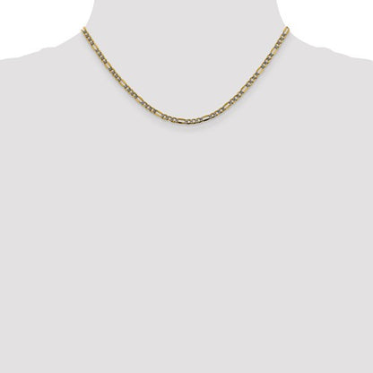 14k yellow gold 3.2mm pav√© figaro diamond cut bracelet anklet choker necklace chain