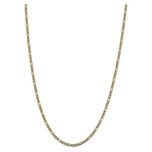 14k yellow gold 3.2mm pav√© figaro diamond cut bracelet anklet choker necklace chain