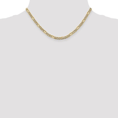 14k yellow gold 3.9mm pav√© figaro diamond cut bracelet anklet choker necklace chain