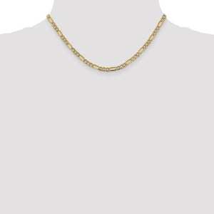 14K Yellow Gold 3.9mm Pav√© Figaro Diamond Cut Bracelet Anklet Choker Necklace Chain